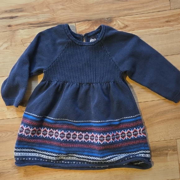 Tea Collection Other - Tea Collection Blue and White Ribbed Long Sleeve Sweater Dress